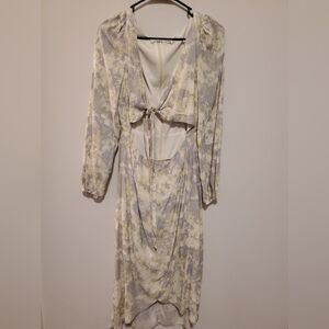 Etophe Studios Chic Blue and Yellow Tie Dye Midi Cutout Dress